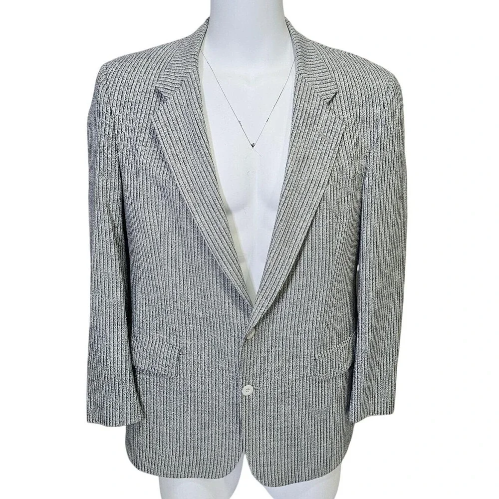 Christian Dior Monsieur Mens Striped Two Button Blazer Sport Coat Made‎ in USA
